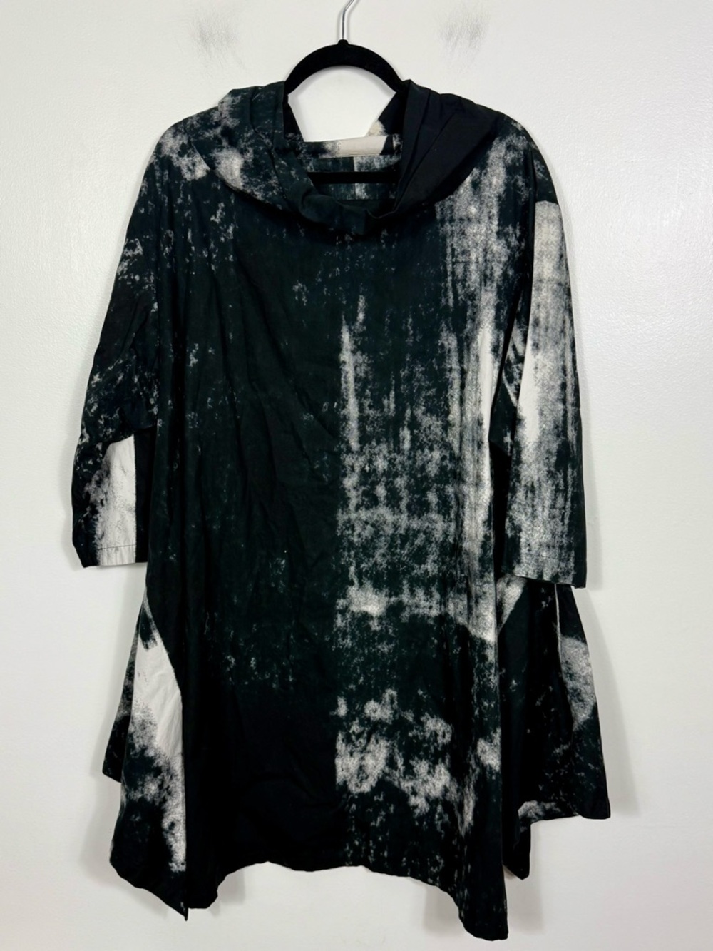 Moyuru Abstract Print Asymmetrical Lagenlook Avant Garde Cotton Tunic Large